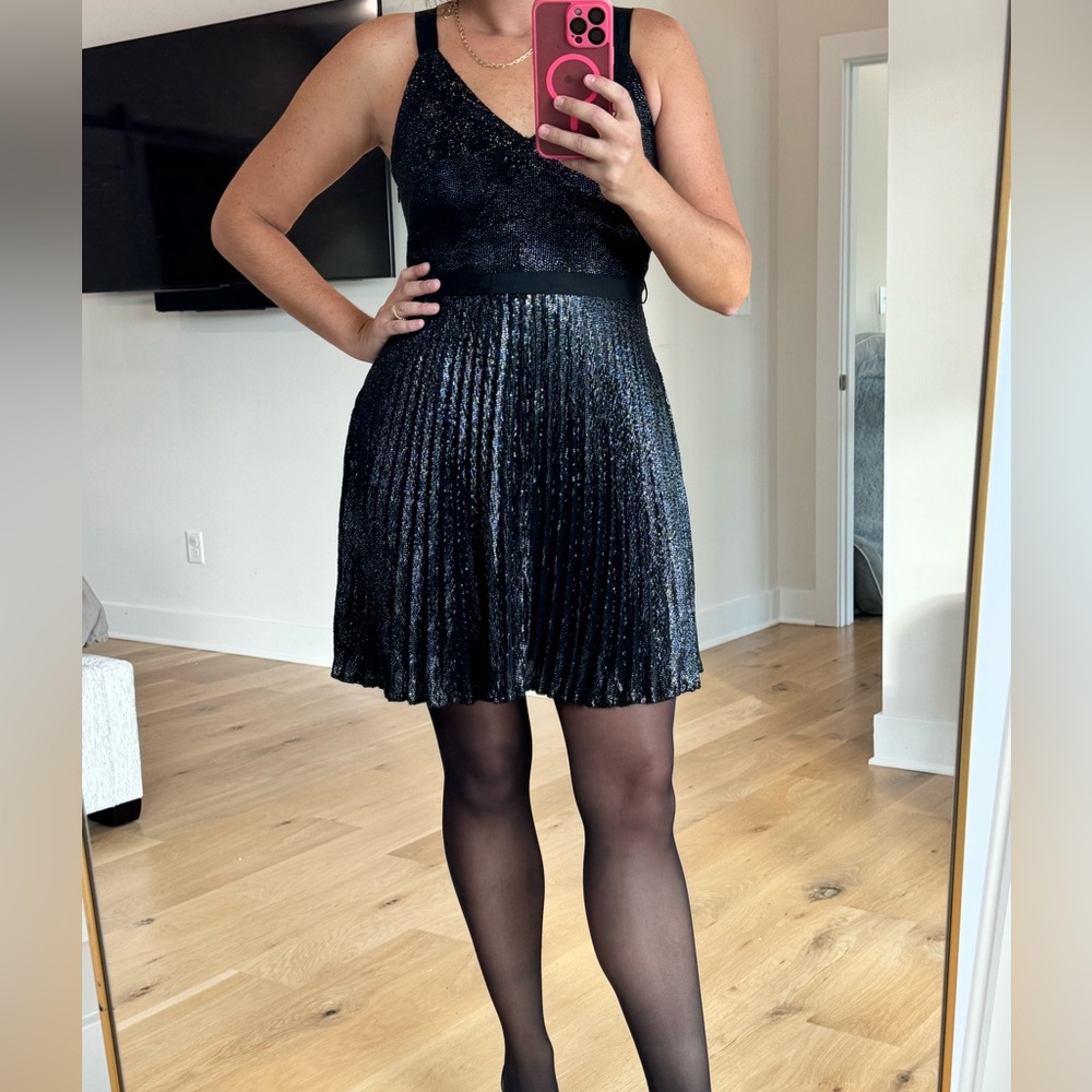 Joie Itara Black “Caviar” Sequined Mini Dress